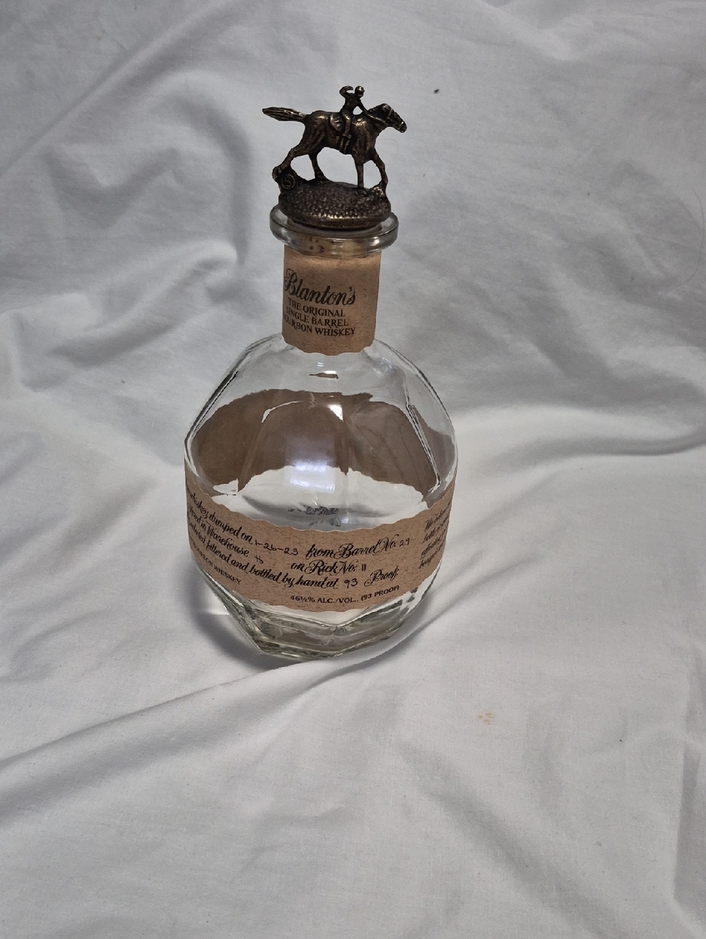Blanton's  Single Barrel Burbon Whiskey Empty Decanter Letter S